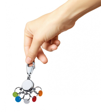 Brelok TROIKA Patent Colour, z karabińczykiem, na 5 kluczy, kolorowe znaczniki, stalowy