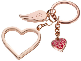 Brelok TROIKA Love Is In The Air, emaliowany metal, różowe złoto