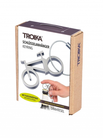 Brelok TROIKA Drahtesel, otwieracz do butelek, rower, srebrny