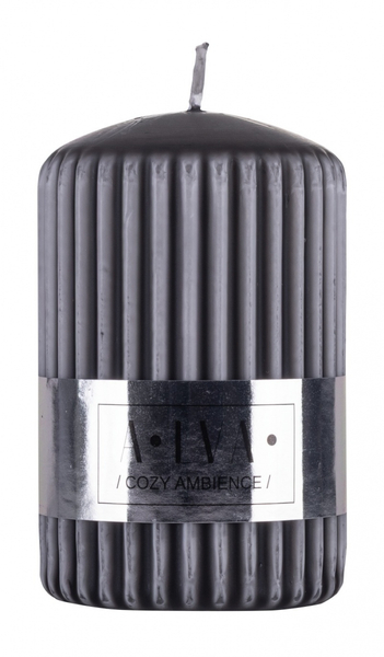 Świeca słupek ryflowana DONAU HOME Alva, 60x90mm, antracyt