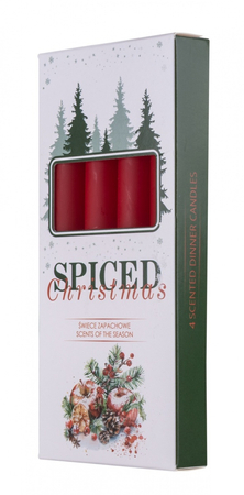 Świeca stołowa DONAU HOME Spiced Christmas, 20x170mm, 4 szt., jabłko z cynamonem, czerwony