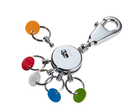 Brelok TROIKA Patent Colour, z karabińczykiem, na 5 kluczy, kolorowe znaczniki, stalowy
