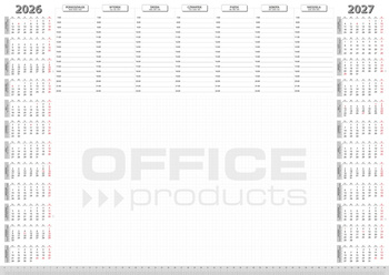 Podkładka na biurko OFFICE PRODUCTS, planer 2026/2027, biuwar 594x420mm A2 ,52k., biała