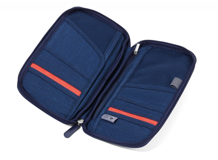 Etui na dokumenty TROIKA Safe Flight, na suwak, niebieskie