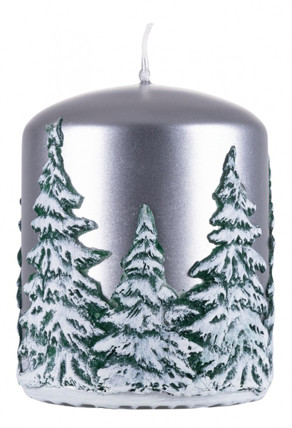 Świeca słupek DONAU HOME Frozen Dreams, 70x90mm, srebrny