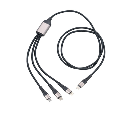 Kabel ładujący TROIKA Dreizack Pro, 1,2m, 3w1, czarny