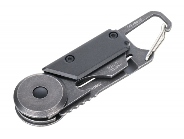 Brelok TROIKA Egon, z karabińczykiem, 5 funkcji, czarno‑szary