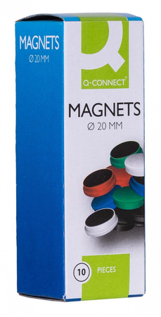 Magnesy do tablic Q-CONNECT, okrągłe, 20mm, 10szt, zielone