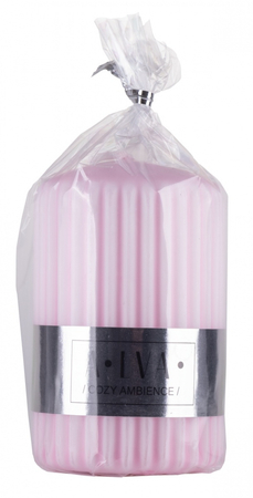 Świeca słupek ryflowana DONAU HOME Alva, 60x90mm, różowy