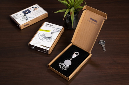 Brelok TROIKA Patent, z karabińczykiem, na 6 kluczy, srebrny mat