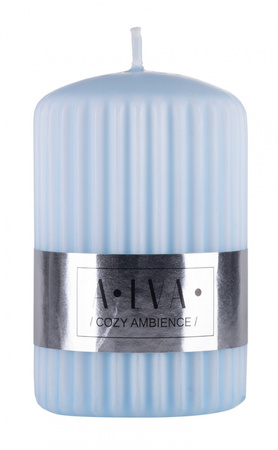 Świeca słupek ryflowana DONAU HOME Alva, 60x90mm, błękitny