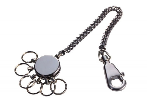 Brelok TROIKA Patent Chain, z łańcuszkiem, na 6 kluczy, chromowany