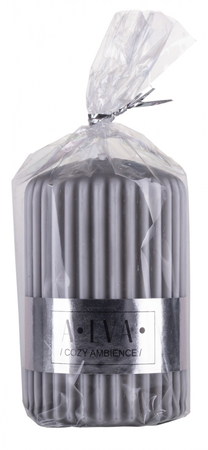 Świeca słupek ryflowana DONAU HOME Alva, 60x90mm, szary