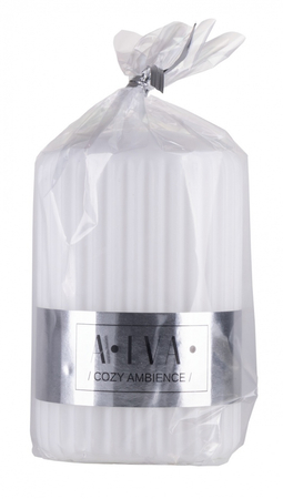 Świeca słupek ryflowana DONAU HOME Alva, 60x90mm, biały