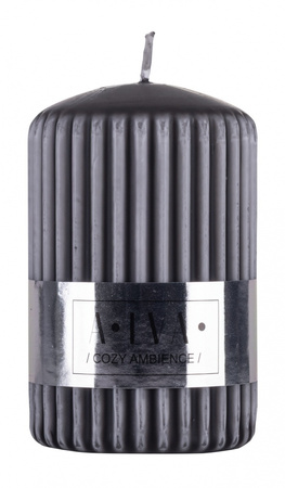Świeca słupek ryflowana DONAU HOME Alva, 60x90mm, antracyt