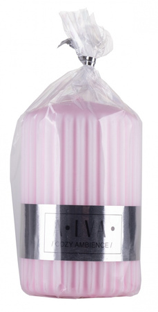 Świeca słupek ryflowana DONAU HOME Alva, 60x90mm, różowy
