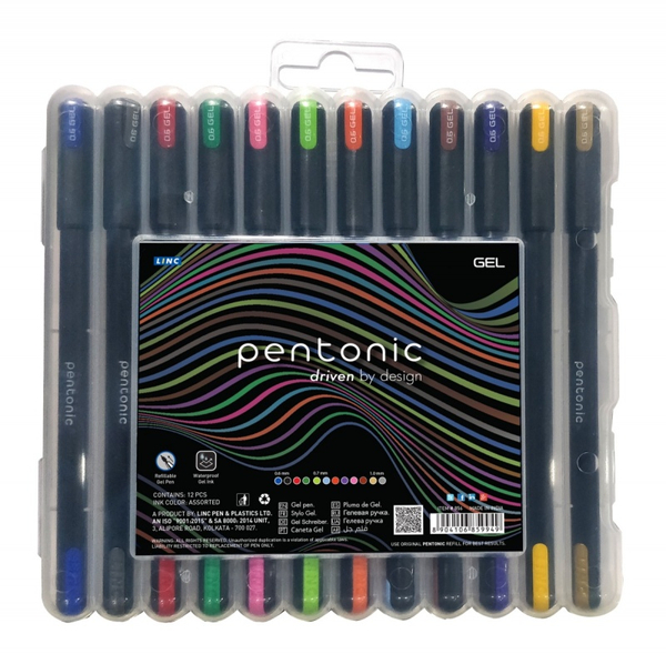 Długopis żelowy LINC Pentonic, zestaw 12 szt, zawieszka, mix kolorów