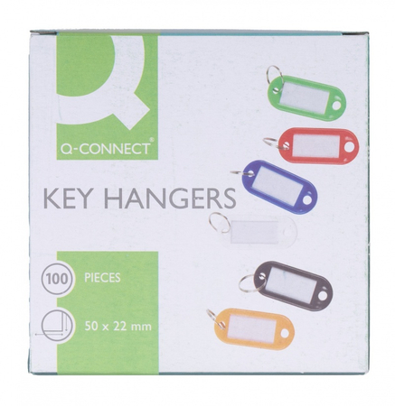 Zawieszki na klucze Q-CONNECT, 50x22mm, 100 szt., białe