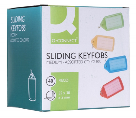 Zawieszki na klucze Q-CONNECT, 55x30mm, 40 szt., mix kolorów