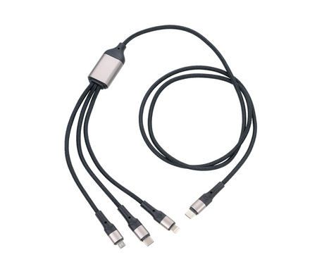 Kabel ładujący TROIKA Dreizack Pro, 1,2m, 3w1, czarny