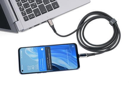 Kabel ładujący TROIKA Speedy XL, 2m, przejściówka USC-C na lightning, czarny