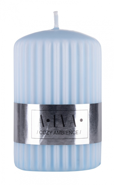 Świeca słupek ryflowana DONAU HOME Alva, 60x90mm, błękitny
